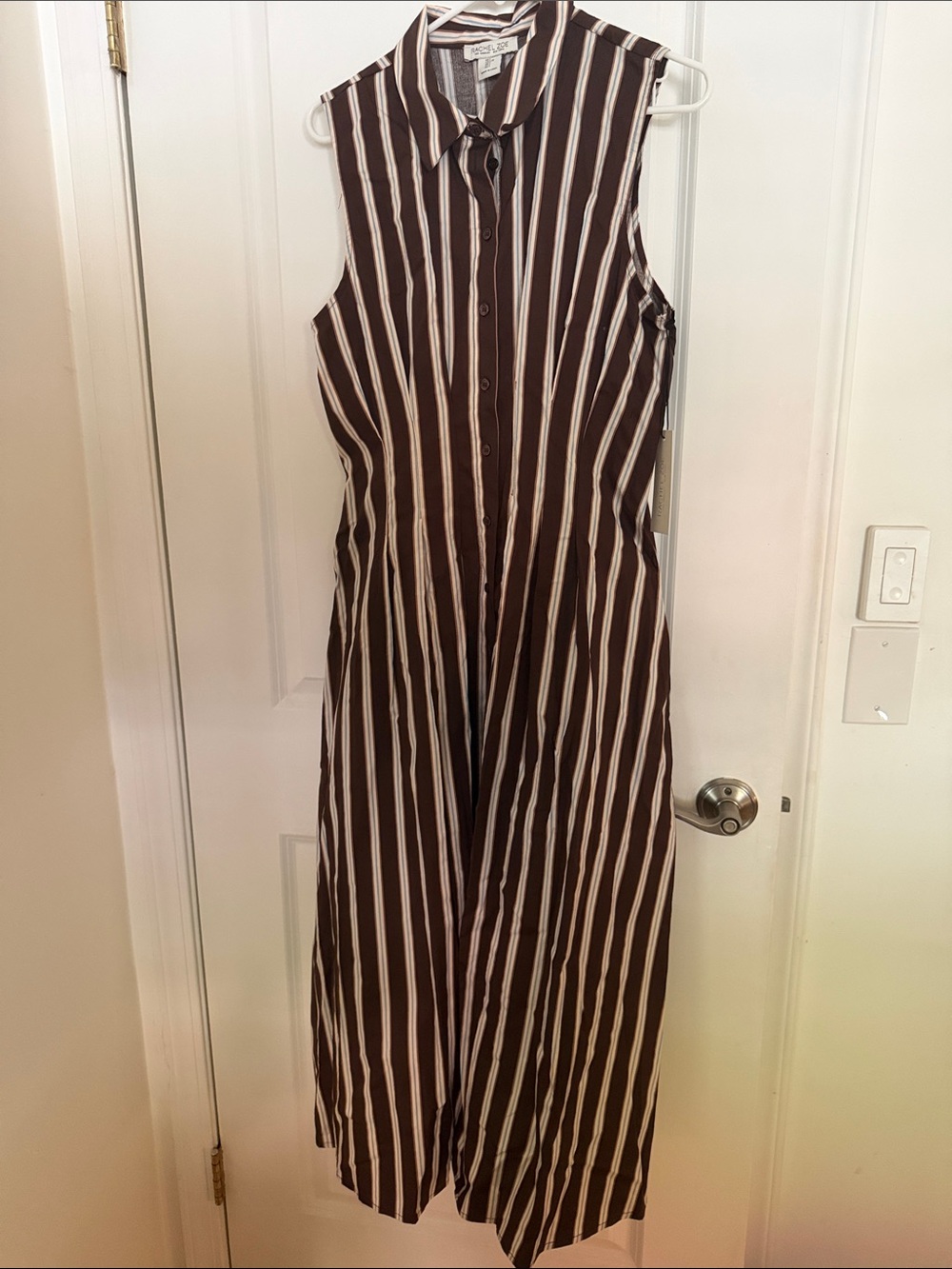 Rachel Zoe Brown and Cream Striped Maxi Dress
